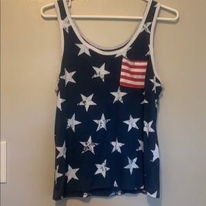 Faded red white n blue top